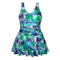 thumbnail image 5 of Women's Plus Size Ruched One Piece Swimdress Tummy Control Floral Skirted Swimsuit Bathing Suit, 5 of 9