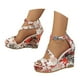 thumbnail image 2 of MKLEKYY Sandalias para Mujer, Sandalias de Mujer A La Moda Con Nuevo Patrón de Flores, Tacón de Cuña Aumentado, Cómodas, Zapatos Casuales Sin Cremallera, 2 of 4