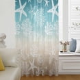 thumbnail image 5 of Teal Ombre Coastal Sheer Curtains 63 Inches Long, Sea Nautical Summer Beach Starfish Coral Light Filering Curtains, Breathable Simi Curtain Privacy Drapes for Living Room Bedroom Window Treatment, 5 of 9