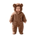 thumbnail image 4 of Xdegoge Fluffy Baby Snowsuit Full Zip Up Thick Fleece Winter Hooded Footed Jumpsuit Outerwear for Infant Boys Girls Outwear Hoodie Romper, 4 of 9