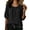 Black, variant on Women's Blouse Flowy Round Neck 3/4 Sleeve Solid Casual Basic Loose Tops Summer Lightweight Soft Puff Sleeve Smocked Cuffs Blouse, Black L