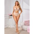 thumbnail image 2 of INSPIRE CHIC Women's French Plunge Lace Push Up Underwire Anti-Sagging Bra Fixed Cup Adjustable Straps Lingerie C 38 Beige, 2 of 4