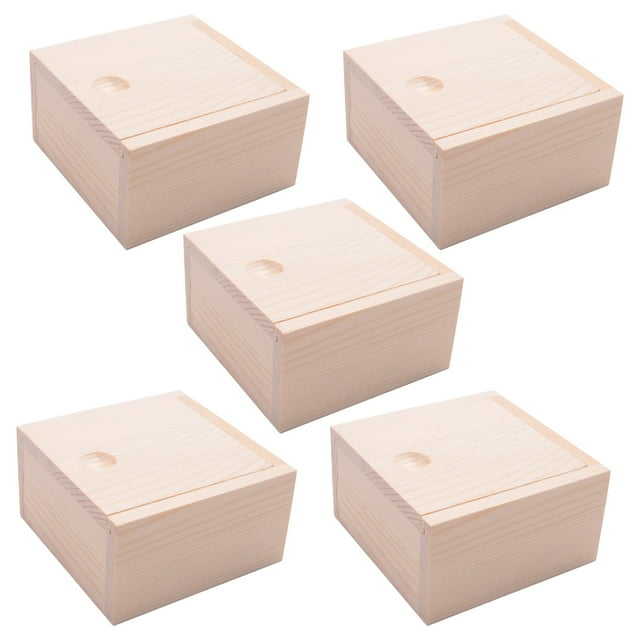 5X Pequeña Caja de Almacenamiento de Madera Lisa Caja para Joyas Pequeños Artilugios Caja de Regalo de Color de Madera