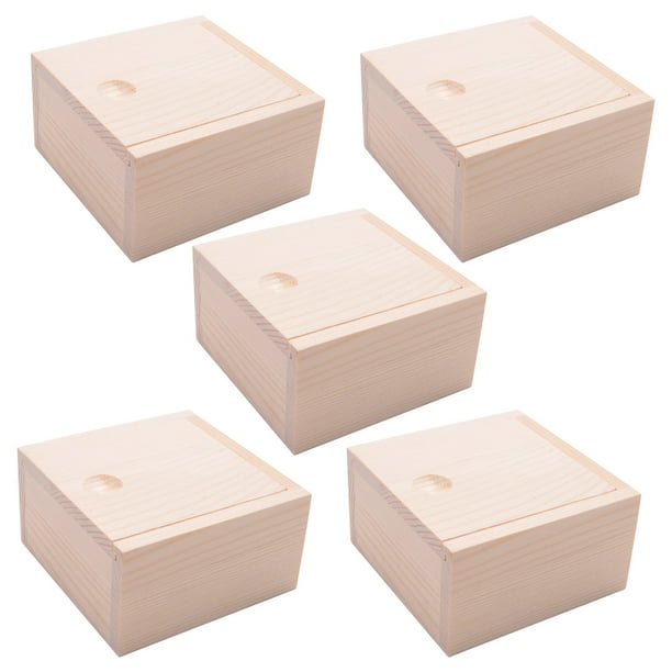 5X Pequeña Caja de Almacenamiento de Madera Lisa Caja para Joyas Pequeños Artilugios Caja de Regalo de Color de Madera