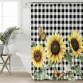 thumbnail image 6 of Shower Curtains Sunflower Leaves Butterfly Bath Curtain Black White Buffalo Plaid Waterproof Bathroom Shower Curtain Set with Hooks Decoration 72 x 72 Inches, 6 of 7