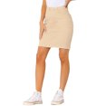 thumbnail image 4 of Unique Bargains Women's Basic Distressed High Waist Ripped Hem Washed Jeans Denim Skirt X-Large Khaki, 4 of 6