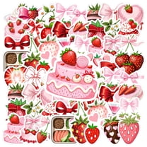 35pcs Sweet Strawberry Stickers Dessert Stickers Cute Stickers for Laptops Suitcase Guitar