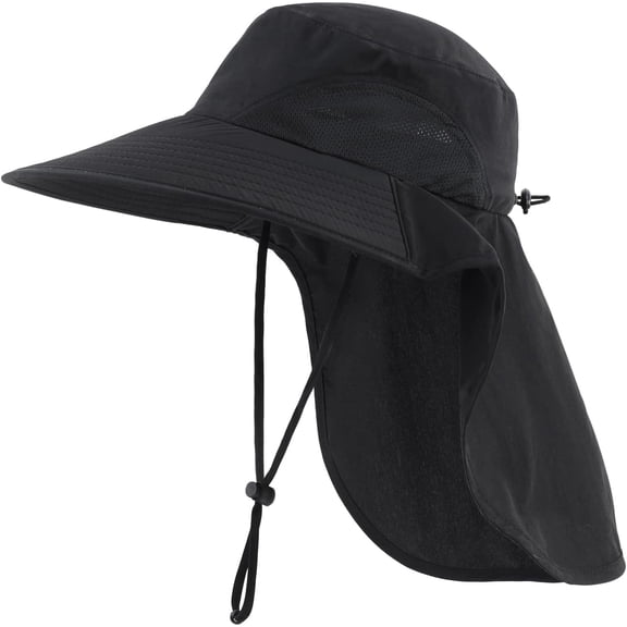 Home Prefer Outdoor UPF50 Sun Hat Wide Brim Mesh Fishing Hat with Neck Flap
