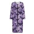thumbnail image 4 of Xoenoiee Purple Bat Paint Splatter Print Women's Long House Dress Zipper Loungewear Halloween Long Sleeve Zip Up Robes Full Length Sleepwear Nightgown with Pockets, Size S, 4 of 7