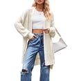 thumbnail image 2 of Women's Long Cardigan Sweaters Open Front Oversized Duster for Women White Color S, 2 of 10
