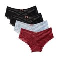 thumbnail image 2 of Kmdttou Women's Plus Size Underwear Sexy Lace High Cut Panties Comfort Bikini Panty Stretch Underpants Breathable Ladies Briefs (Available in Plus Size) Wine-4XL, 2 of 8