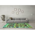thumbnail image 3 of Ahgly Company Machine Washable Indoor Square Abstract Turquoise Blue Modern Area Rugs, 4' Square, 3 of 4