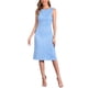 thumbnail image 2 of Vestido sin mangas de cuello barco texturizado Inspire Chic para mujer, vestido de oficina casual, talla M, azul claro, 2 of 6