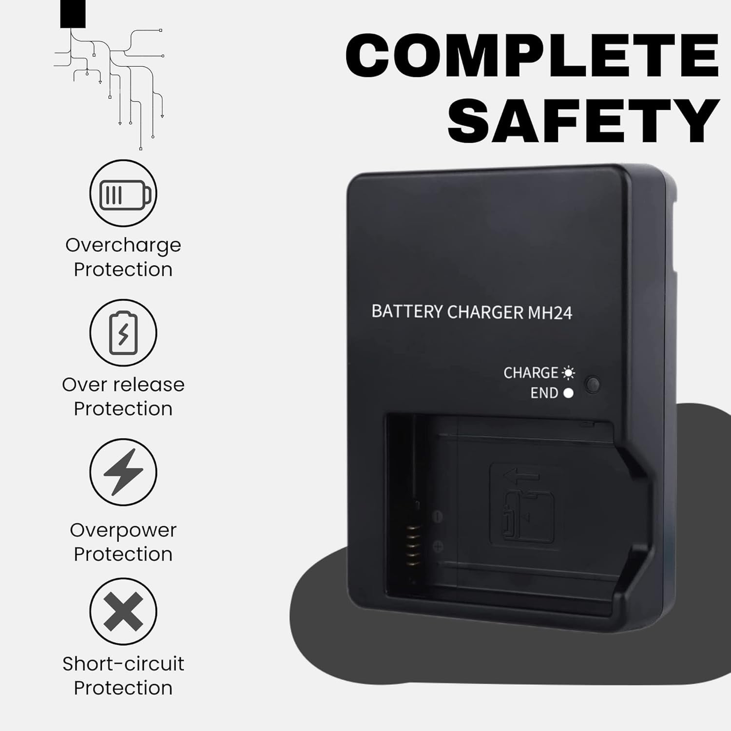 NOBRAND, Charger, MH-24, Compatible with Nikon EN-EL14 Battery