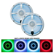 Wet Sounds REVO 6-XWW White Closed XW Grille 6.5 Inch Marine LED Coaxial Speakers (pair) with RGB LED Speaker Rings