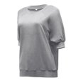 thumbnail image 5 of iHengLiXing Summer Tops for Womens Dressy Casual Women's Shirt Tees Short Sleeve Crew-Neck T Shirt Stripe Solid T-shirt Tops Blouse Women Gray M, 5 of 6