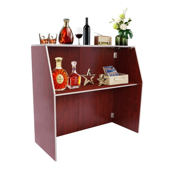 Commercial Grade Portable Bar, Foldable Bar, Freestanding Catering Bartendar Bar - Bar Table Portable Bar Station, Brown Portable Event Bar, 47.75*19.5*42.75in Assembled Size
