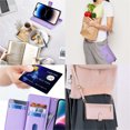thumbnail image 7 of Jiahe Cover for iPhone 12 Pro Max, Multifunctional Wallet Case with Card Holder and Shoulder Strap,PU Leather Magnetic Closure Zipper Pocket Kickstand Wristband Flip Leather Cover, purple, 7 of 7