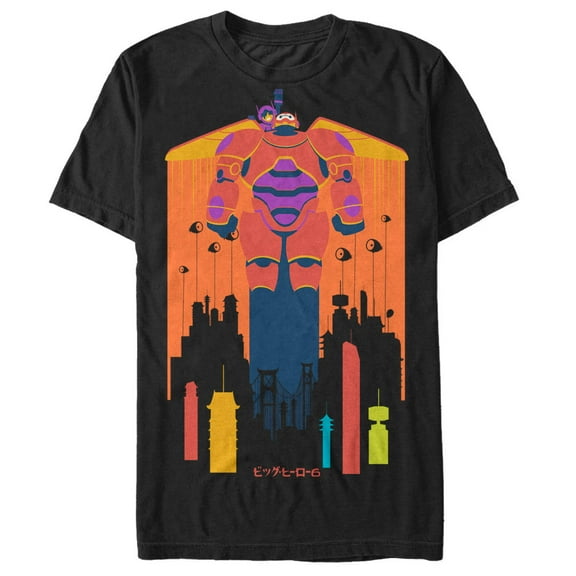 Men's Big Hero 6 Baymax and Hiro Fly  Graphic Tee Black 2X Large