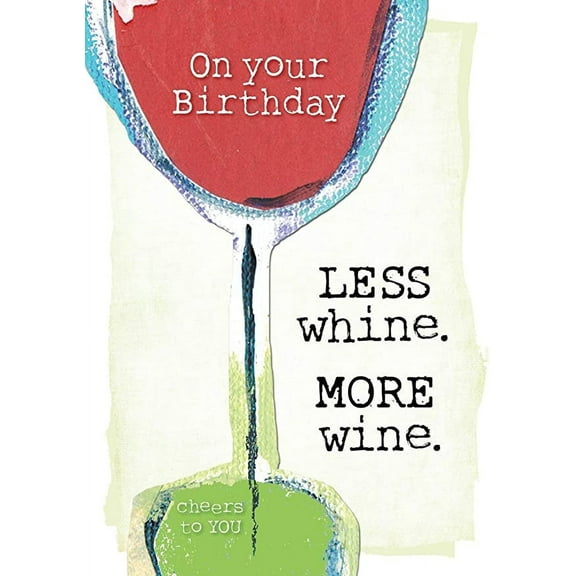 Adult Birthday Greeting Card (5" x 7") by Art from the Heart | 3 Pack   3 Envelopes (More Wine )