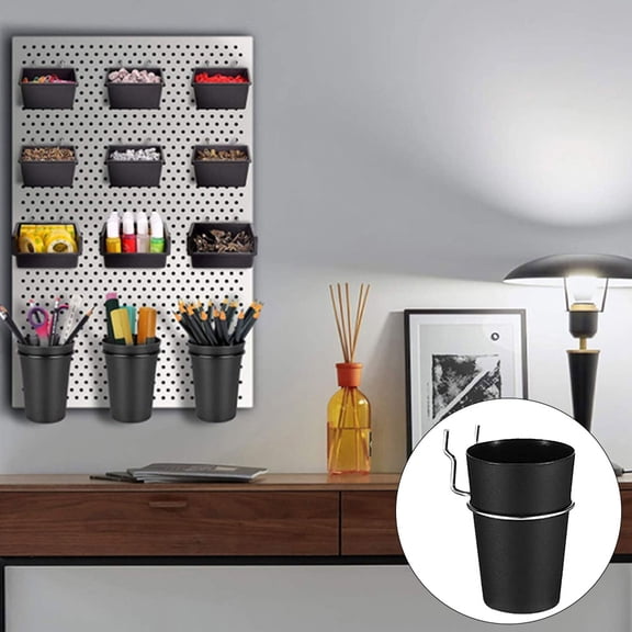 LOLIPPYY 6 Sets Pegboard Cup Holder Black ABS for Homeowners and Organizers in Kitchen Garage