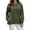 Army Green, variant on WTOBBY Women's Button Hem Slit Hoodie, Solid Color Casual Pullover, Long Sleeve Round Neck Top with Side Vent Design and Modern Street Style,Army Green L