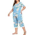 thumbnail image 5 of Cueply Women Plus Size Pajamas Set Short Sleeve Pjs Sleepwear Loungewear Nightwear with Pockets, 5 of 7