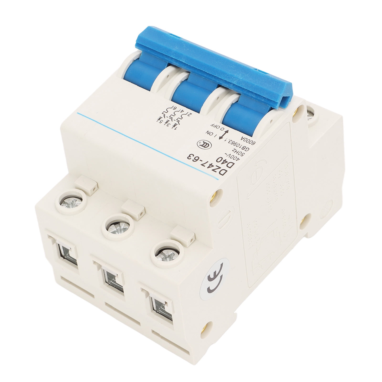 3P Circuit Breaker Protector MCB DIN Rail Mount Circuit Breaker 6000A Breaking Capacity 400V 40A