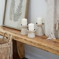 thumbnail image 3 of DecMode 3 Candle Brown Wood Short Whitewashed Candle Holder, Set of 3, 3 of 12