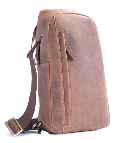 distressed leather backpack