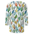 thumbnail image 5 of VBTAPA 3/4 Length Sleeve Shirts for Women Fashion 2025 Boho Summer Blouses Casual Loose Crewneck Tee Tops Today's Sales Multicolor XXXL, 5 of 6