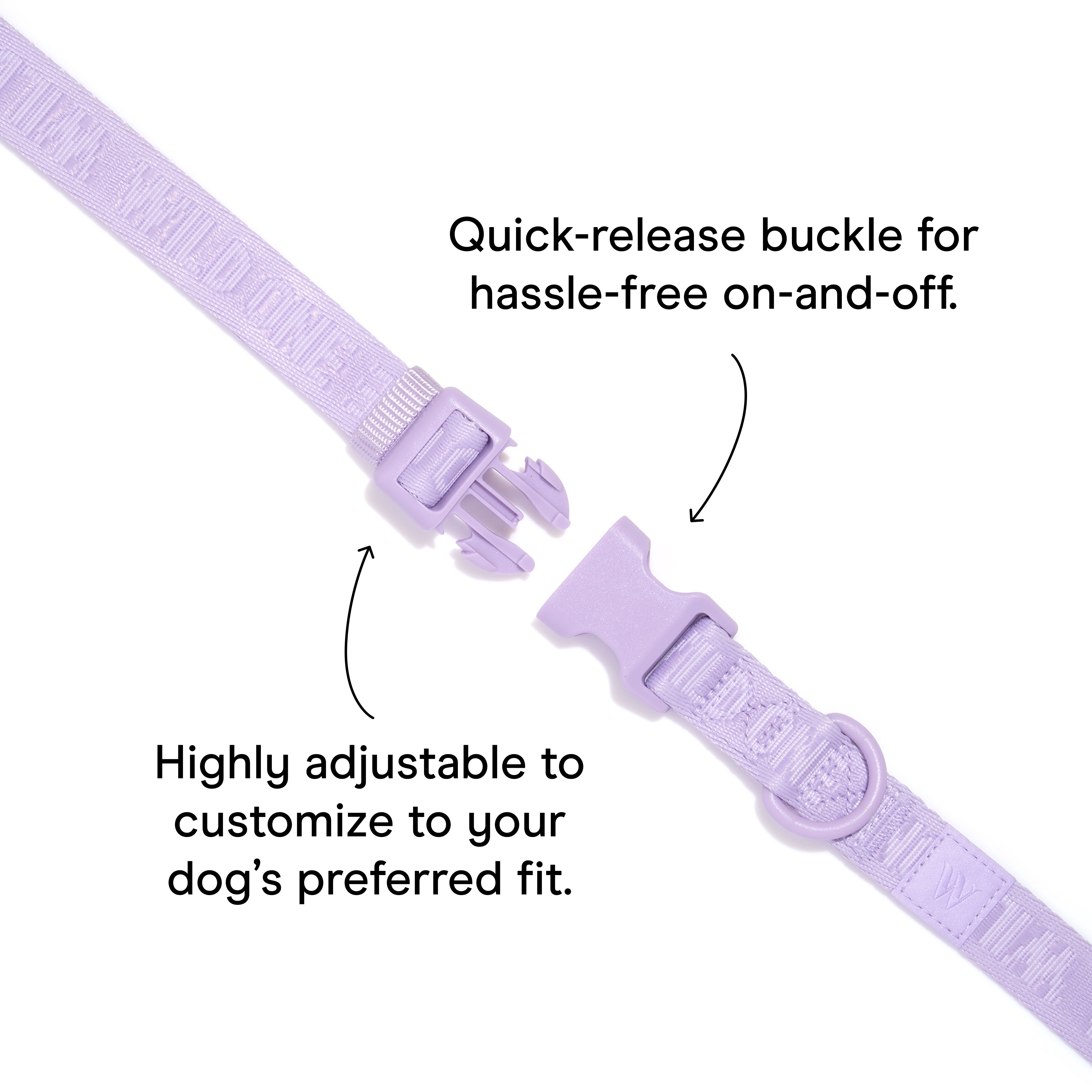 Wild One Quick-Release Adjustable Dog Collar, Lilac Purple, Large/X-Large