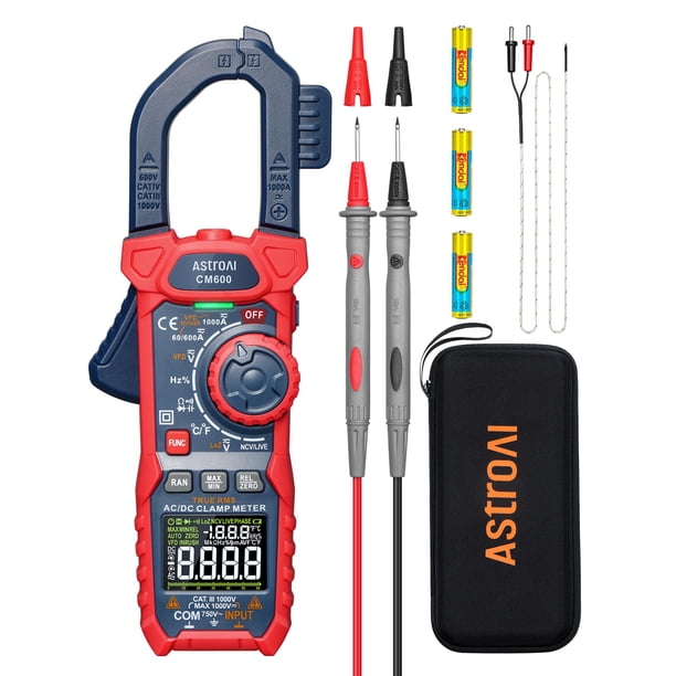 Pinza amperimétrica AstroAI Inrush Digital 1000A TRMS 6000 unidades