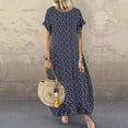 thumbnail image 1 of EIMELI Robe Décontractée pour Femmes Robe Décontractée pour Femmes à Pois Manches Courtes Col Rond Robe Maxi Vêtements pour Femmes G Noir, 1 of 3
