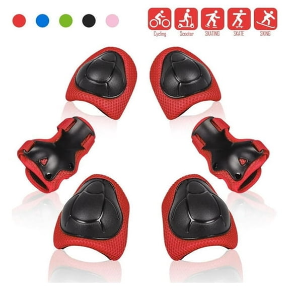 BESTSKY Knee Pads 6 Pieces Kids Knee and Elbow Pads Wrist Guards for Roller Skates Cycling Protective Gear for Sports Outdoor Activity Accessory,Red