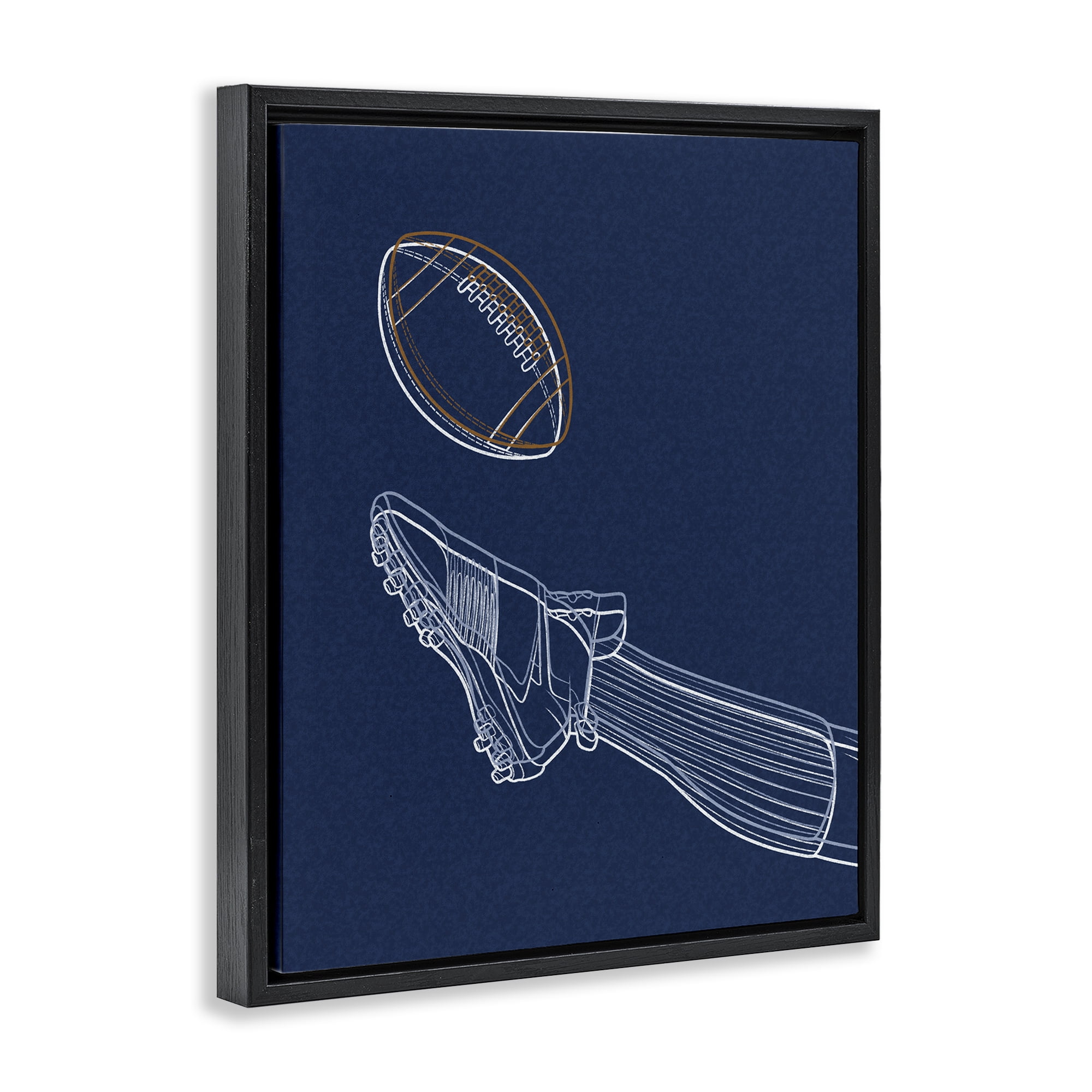 Stupell Industries Football Lines Contour Black Framed Floater Canvas Wall Art, design by Marcus Prime