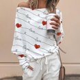 thumbnail image 2 of Moda Mujer Casual O-cuello Amor Impreso Camiseta de manga larga Fridja  fksj2471, 2 of 8