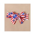 thumbnail image 4 of Kiapeise 4th of July Toddler Kids Girls Princess Mesh Dress Stars Stripe Print Ruffle Short Sleeve Casual Dress and Headband, 4 of 9