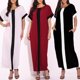 thumbnail image 5 of Las mujeres de moda más el contraste del panel del vestido de la camiseta O cuello de manga corta ve Abanopi Beige XL, 5 of 7