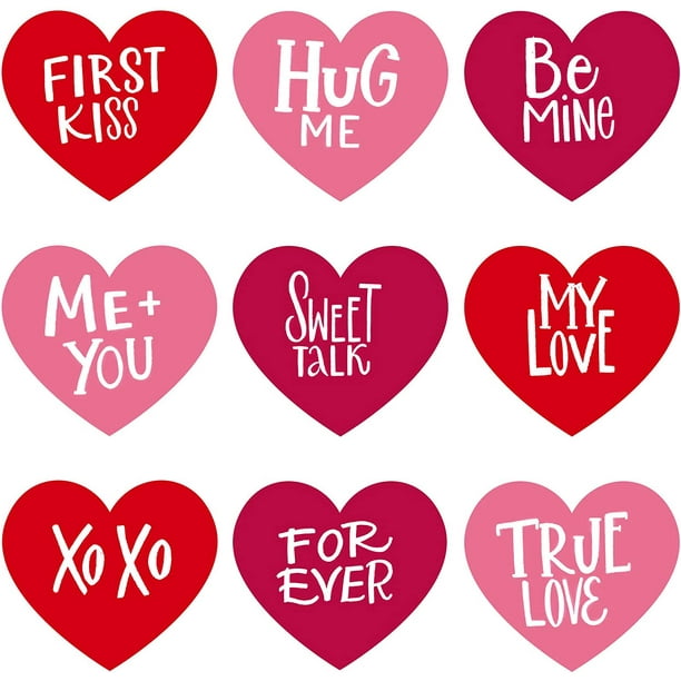 600 Pieces Valentine's Day Self-Adhesive Heart Shaped Stickers