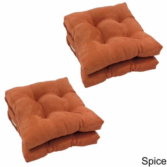 16-inch Solid Micro Suede Square Tufted Chair Cushions (Set of 4)