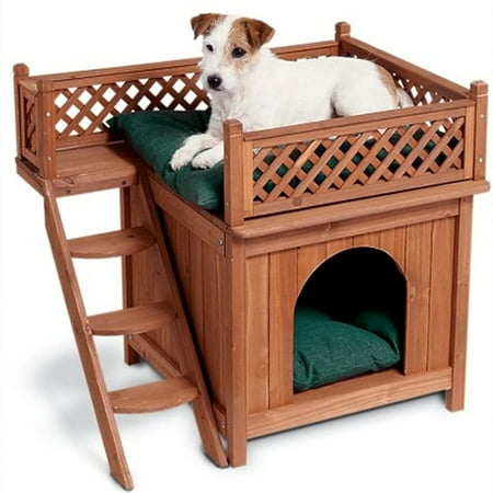 UPC: 0854303000034 | Merry Products Wooden Dog House Cedar Stain Small 21.73 L x 28.54 W x 25.67 H
