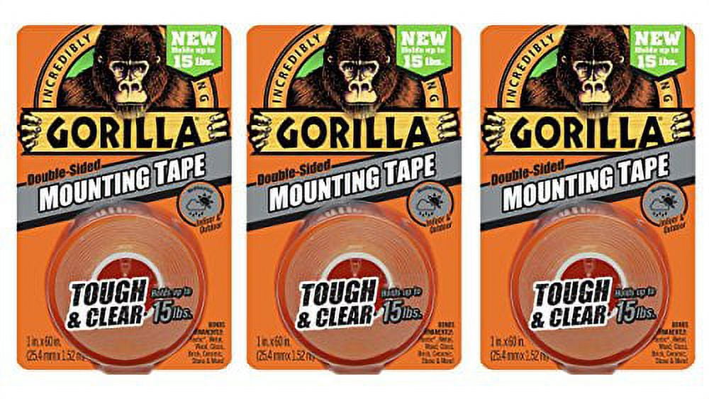 Gorilla 60650013 DoubleSided Tough and Clear Mounting Tape (3 Pack