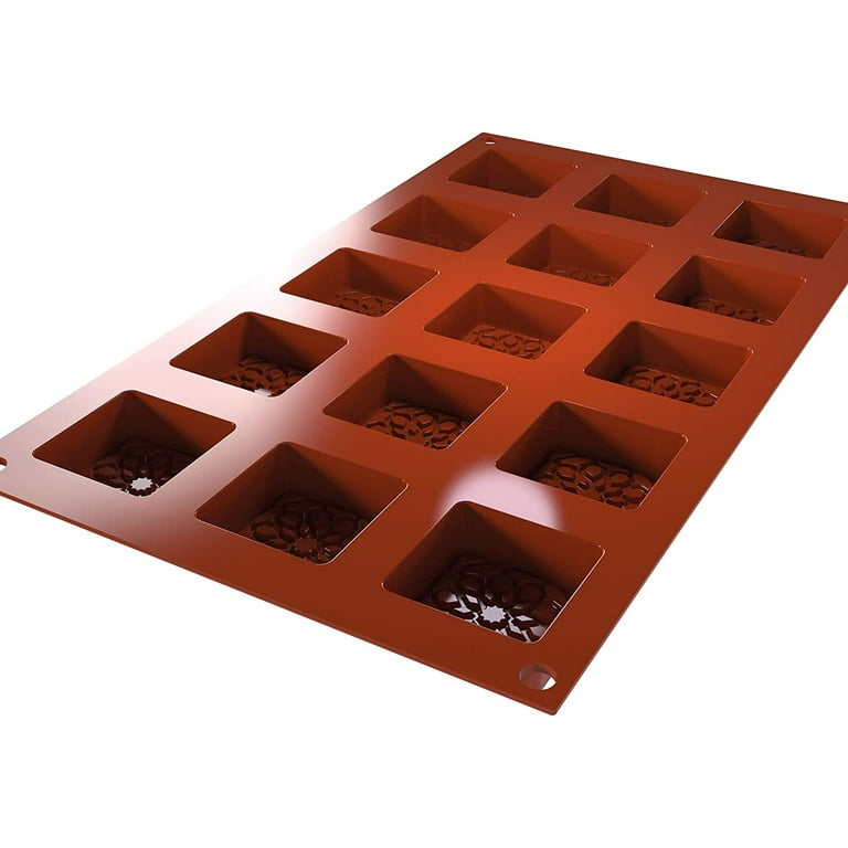 Silikomart SF379 Mauresque Square Silicone Mold with 15 Cavities, Each 1.57  Inch x 1.57 Inch x 0.63 Inch High 