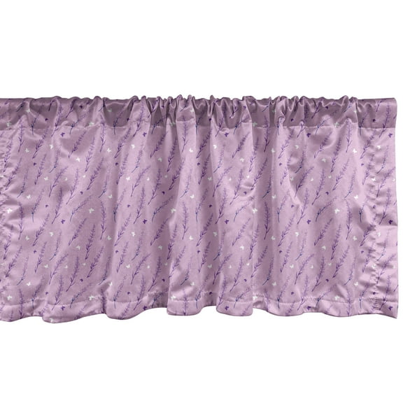 Ambesonne Floral Vintage Window Valance, Lavender Butterflies, 54" X 12", Lilac Quartz and White