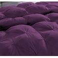 thumbnail image 4 of D.N.G. BEDDINGS Luxurious 5 Piece Pom Pom Pinch Pleated Comforter Set, 800 Thread Count, 100% Egyptian Cotton, White Vintage Pom-Pom Fringe (Oversized Super King Size Solid Plum Color), 4 of 5