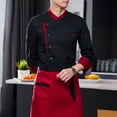 thumbnail image 4 of Chef Uniform Apron Set Stand Collar Short Sleeve Wrinkle-Resistant Chef Tops with Multi-Pocket Design Patchwork Color Professional Cooking Wear, 4 of 8