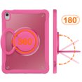 thumbnail image 4 of for iPad 10th Gen 2022 / iPad (A16) 11th Gen 2025 Case, TPU Hybrid Shockproof Protective PC Clear Back Case Cover with Pencil Holder / 360° Swivel Stand / Shoulder Strap for Kids - Rose, 4 of 16