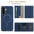 thumbnail image 3 of Dteck Magnetic Case for Samsung Galaxy A26 5G,  2 in 1 Wallet Case Detachable Card Holder, Compatible with MagSafe, Slim PU Leather RFID Blocking Credit Slots Zipper Pocket,Blue, 3 of 7