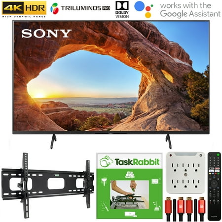 Sony KD65X85J 65-inch X85J 4K Ultra HD LED Smart TV (2021 Model) Bundle with TaskRabbit Installation Services + Deco Gear Wall Mount + HDMI Cables + Surge Adapter